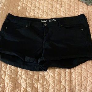 Black denim shorts